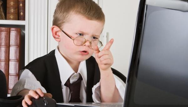 Boy Business Manager Boss Child Office Laptop Computer Businessman