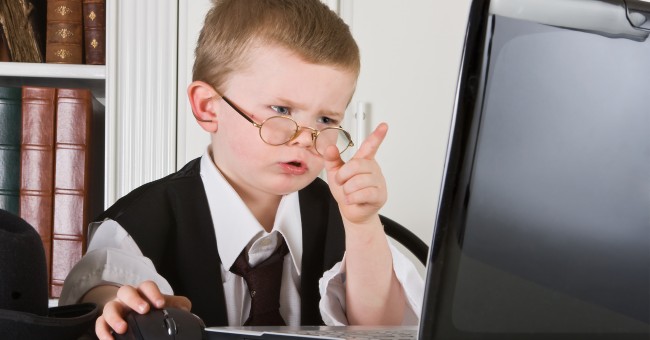 Boy Business Manager Boss Child Office Laptop Computer Businessman