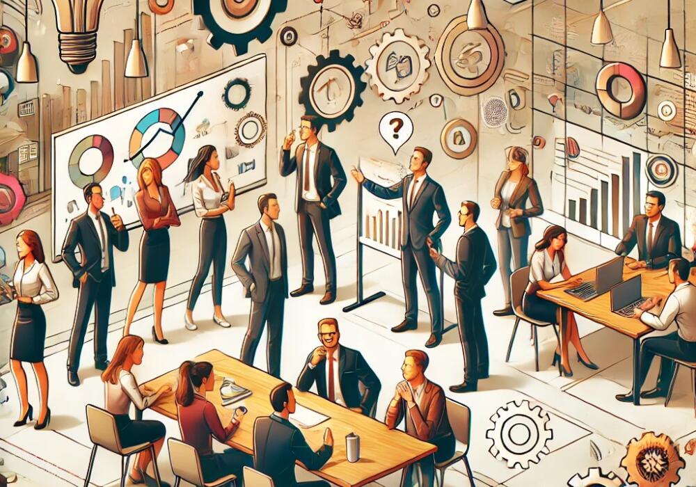 Dall·e 2025-02-03 10.50.58 - An Engaging Digital Illustration Representing Workplace Relationships. The Image Features A Diverse Group Of Professionals In An Office Setting, Engag